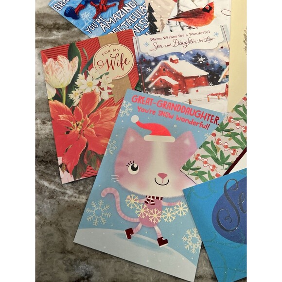 Lot Of 20 Christmas Cards Hallmark Random Family No Duplicates With Envelopes - Picture 2 of 9